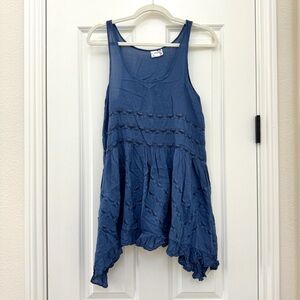 Intimately Free People Voile and Lace Trapeze asymmetrical slip royal blue XS